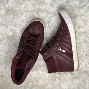 Maroon leather&suede shoes